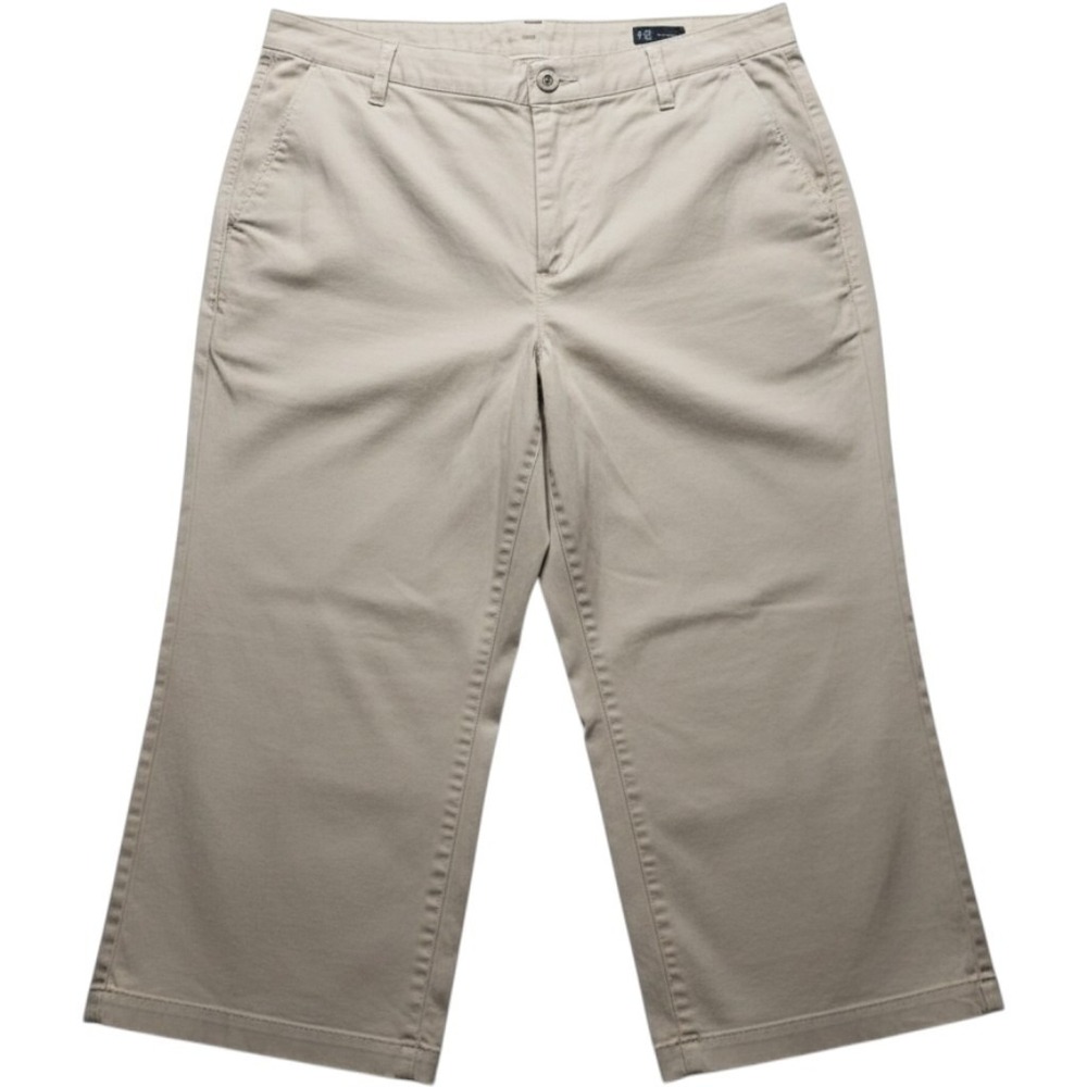 Gap Pants Womens 20 Beige Twill Loose Khaki Wide Leg Crop Pockets Casual